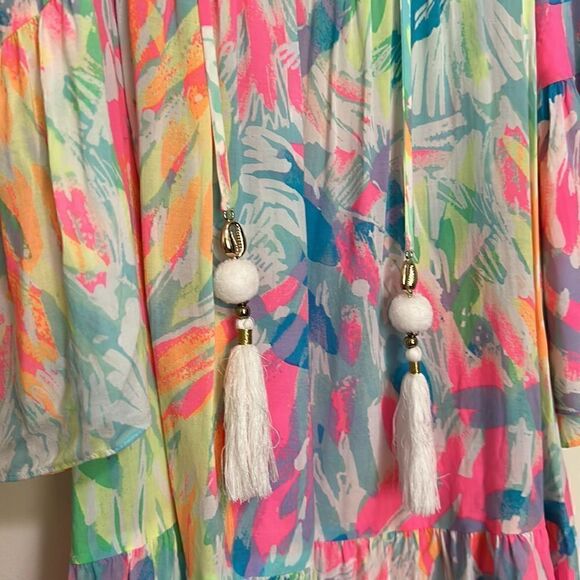 Lilly Pulitzer | Alanna Dress Sparkling Sands Off the Shoulder Mini Dress | XXS - Picture 6 of 6